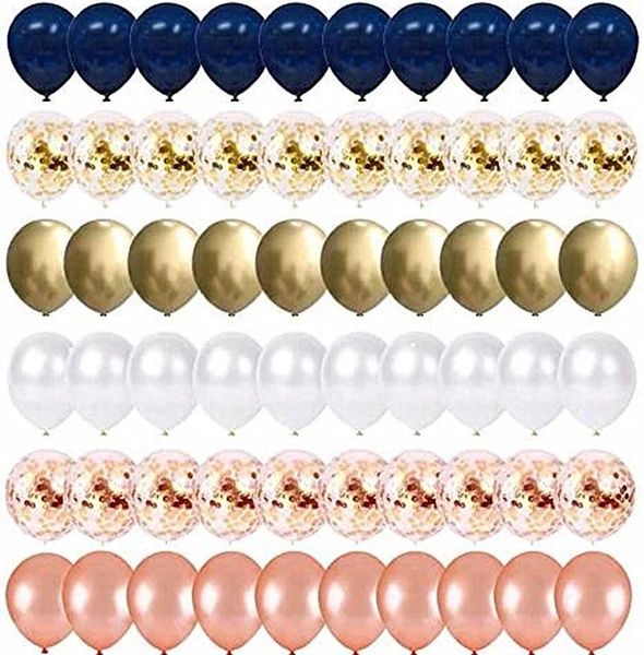 

party decoration 1set 10inch navy blue gold confetti balloons rose pearl white metal balloon birthday wedding supplies