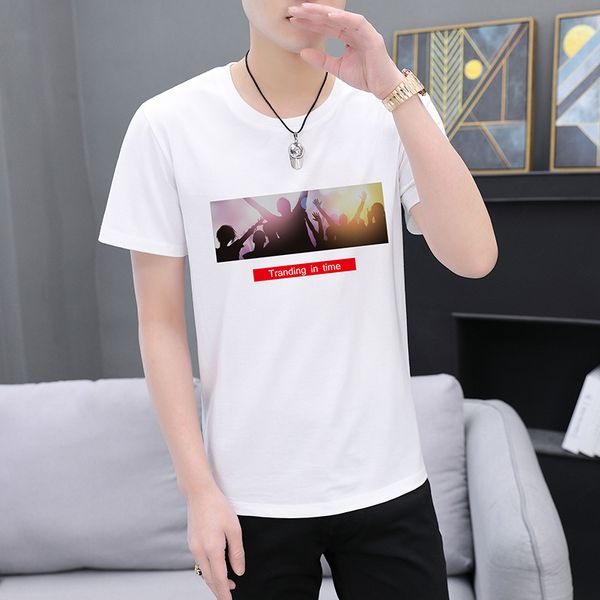 

summer gym breathable cotton t-shirt mens printing fashion short sleeve male loose beach walking golf t-shirts, Gray;blue