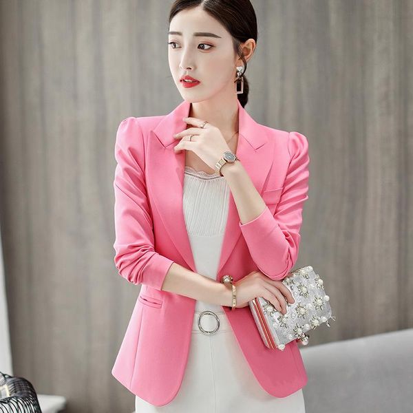 

women's suits & blazers chic slim light green women blazer spring autumn one button female suit jacket full sleeve outwear blaser femme, White;black