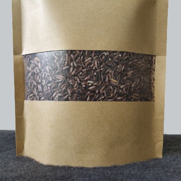 

clear bottom window matte craft flat ziplock stand up pouches/coffee food packaging