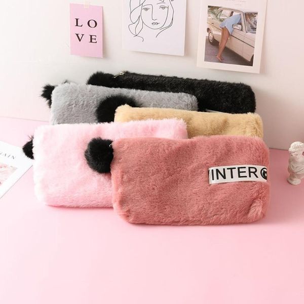 

pencil bags hobbylane cute plush ball bag winter warm furry candy color cases d20