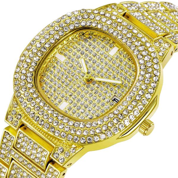 

drop ice-out bling diamond luxury watch hip hop iced out watch women gold quartz watches stainless steel, Slivery;brown