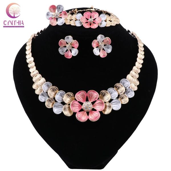 

earrings & necklace cynthia nigerian wedding colorful jewelry for women party sets flower ethnic, Silver