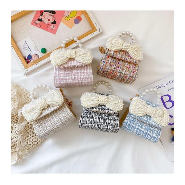 

korean style children's mini handbag cute girls princess messenger bag kids bow coin pouch toddler party purse, White