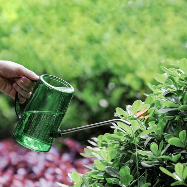 

watering equipments 1pcs 1l stainless steel long mouth transparent flower sprinkler can garden planting pot gardening tools