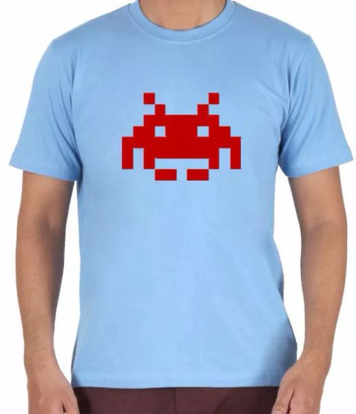 

space invader arcade atari retro 80s gaming arcade t-shirt, White;black