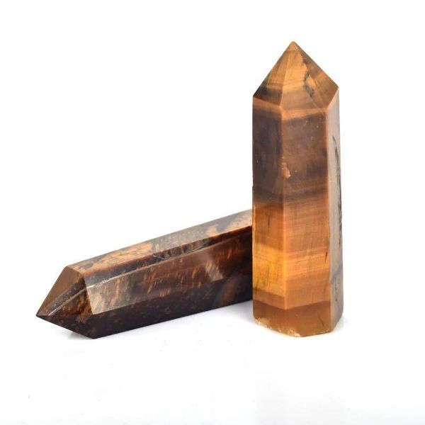 

decorative objects & figurines mokagy natural yellow tiger eye quartz crystal point 80mm 1pc
