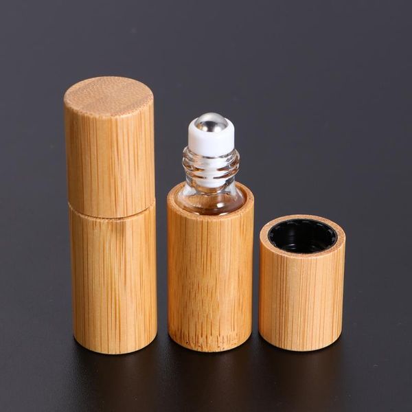 

storage bottles & jars 6pcs 5ml essential oil portable bamboo shell perfume roll on