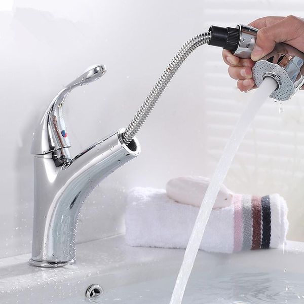 

bathroom sink faucets chrome brass pull out basin faucet mixer lead-tap torneira cozinha