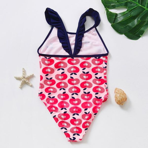 

one-piece suits 2-12y girls swimwear swimming outfit apple print kid beach wear bathing suit biquini infantil