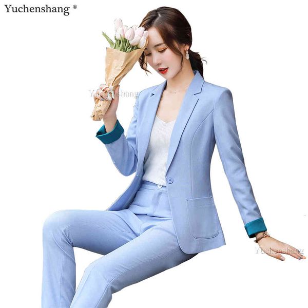 

women's suits & blazers casual s-5xl pink blue solid pant suit girl women 2 piece set new arrival full sleeve spring blazer with two re, White;black