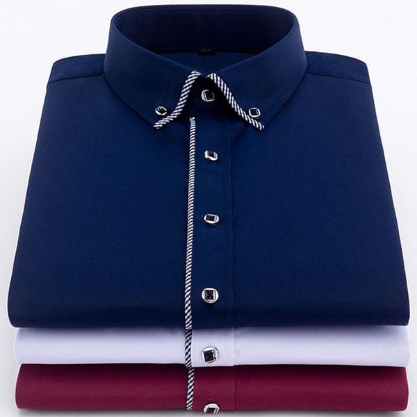 

men's stand collar long sleeve slim fit soft comfortable social french cuffs dress shirts men party wedding male tuxedo, White;black