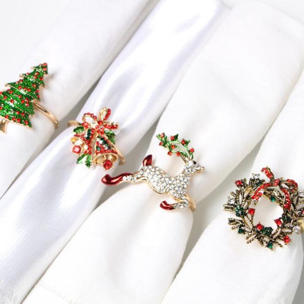 

napkin rings 6types high-end christmas tree ring bow flower wreath mouth el sample room set table buckle