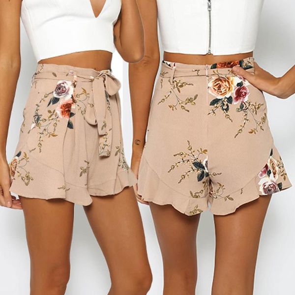 

shorts women bandage print high waist skirt summer casual woman ruffle floral zipper #6.11 women's, White;black