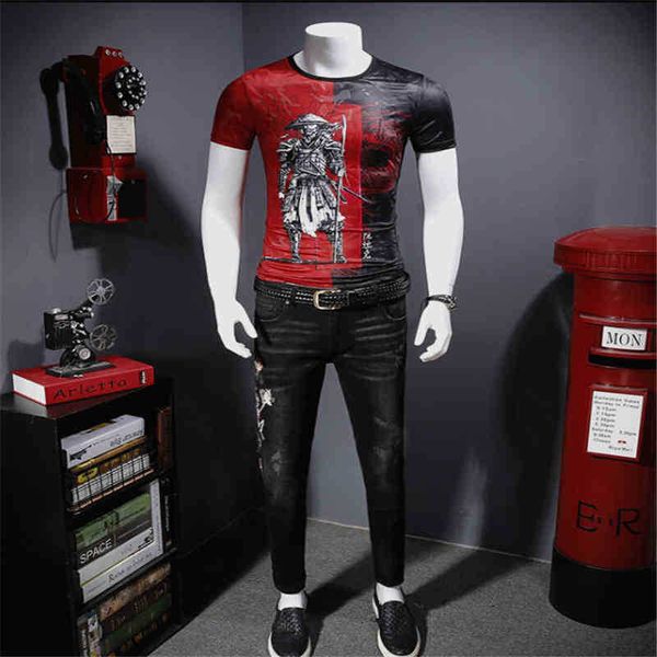 

men's t-shirts t shirts european style printed with round neck and short sleeve summer half-sleeve t-shirt warrior jp0j, White;black