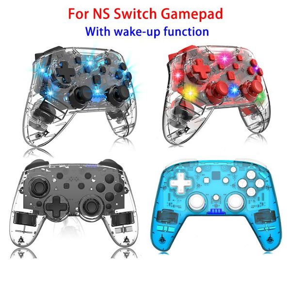 

game controllers & joysticks for ns switch bluetooth gamepad with light ring wake up function 6-axis gyro sensor translucent wireless contro