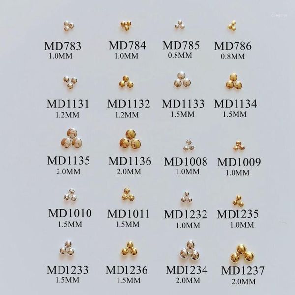 

approx. 100pcs/bag metal stud round mini nail art 3d charms md783-12371, Silver;gold