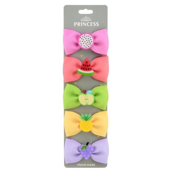 

hair accessories 5pcs/set 2.75" clip scale fruit print solid bows with clips for kids girls hairpins 102, Slivery;white