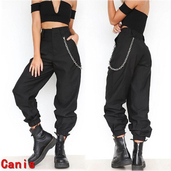

women's pants & capris 2021 fashion womens assembled casual loose elegent ladies trousers costume combat cargo high waist harem hip hop, Black;white