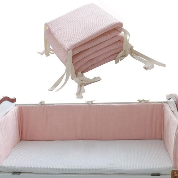 Set di biancheria da letto in cotone traspirante Culla Paraurti Fodera per lettino Set per bambini Imbottitura per binari di sicurezza 200 cm
