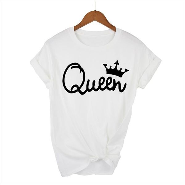 

queen crown print clothes women graphic design summer retro lady girl top, White