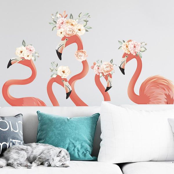 

flamingos flowers wall stickers wedding decoration girl bedroom accessories home decal mural art poster adhesive wallpaper