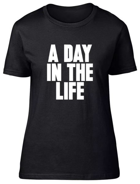 

a day in life ladies womens fitted t-shirt, White;black