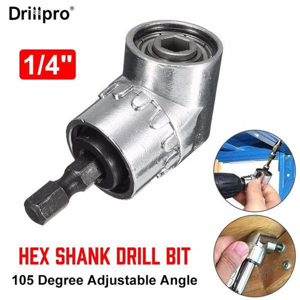 

drillpro 2 pcs 1/4 inch hex shank drill bit angle driver 105 degree adjustable screwdriver for drill,manual wrench hand tools