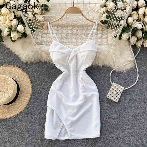 

women dress summer v-neck sheath solid mini spaghetti strap bodycon dresses slim fashion wild vestidos 210531, Black;gray