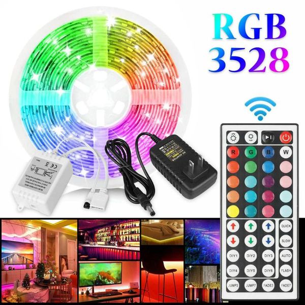 

strips 16ft 5m flexible strip light 3528 rgb led smd remote lights room tv party bar fairy indoor decor string for hom