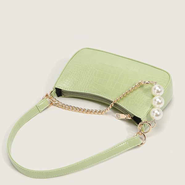 

trendy hbp shoulder bag female design 2021 niche summer pearl chain baguette french crocodile pattern underarm crossbody
