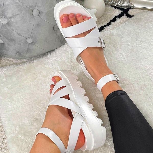 

sandals ladies summer style 2021 thick-soled open-toe slippers flip-flops casual women flat, Black