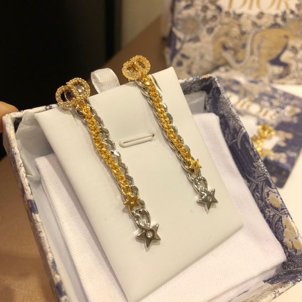 

2021 new designer family earrings tassel women's letter, Golden