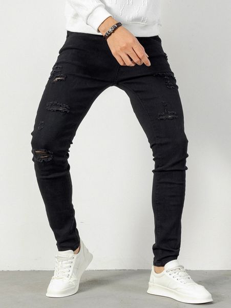 

men ripped frayed skinny jeans e5dr#, Blue