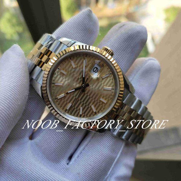 

men size watch bp factory version 36mm 126233 two-tone gold strap wristwatches 2813 automatic movement 904l stainless steel pit pattern dial, Slivery;brown