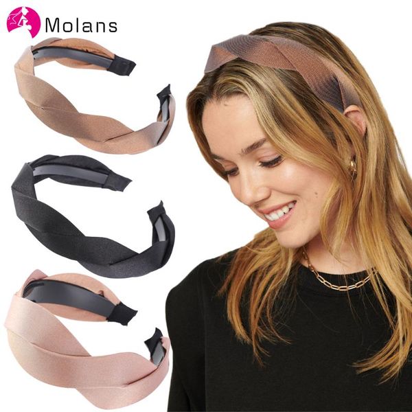 

molans 2021 weaving headband for women fashion cross hairbands bezel girls anti-slip hair hoop vintage accessories headwear