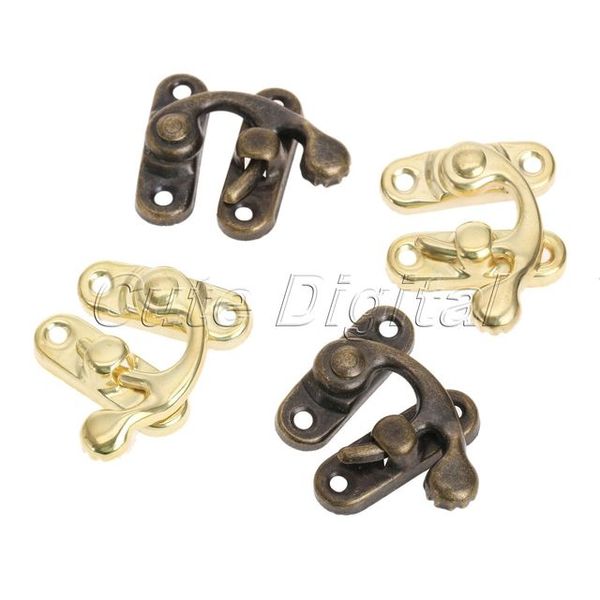 

Cheap Hasps 12pcs Metal Vintage Hardware Hasps Decorative Jewelry Gift Wine Wooden Box Hasp Antique Suitcase Latch Hook With Screws 28x28mm