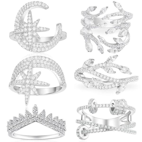 

cluster rings kakany 2021 original 1: 1 high-quality leaves three with sliding ring zircon anniversary gift women fashion jewelry, Golden;silver
