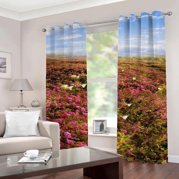 

ldyllic scenery flowers 3d blackout curtain for living room bedroom polyester fabric drapes sets (left and right side)