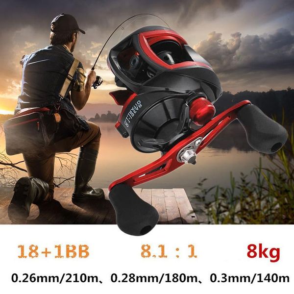 

18*1bb metal baitcasting fishing reel 8.1:1 ratio long s left / right hand wheel bait casting reels