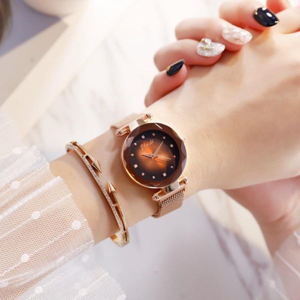 

wristwatches japan watches ladies casual boutique simple fashion magnet lazy quartz watch, Slivery;brown