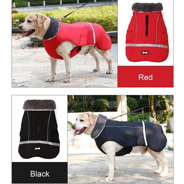 

dog apparel pet outdoor jacket reflective coats puppy walking leash buckle ring costume winter warm clothing supplies