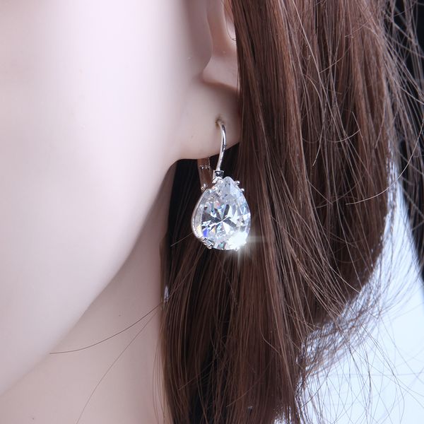 

round zircon earrings drop with diamonds earrings for a holiday female stud earrings women alloy rhinestone ladies eh3240, Silver