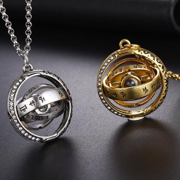 

pendant necklaces retro diamond round openable rotating astronomical ball projection necklace for men's and women's valentine&#039, Silver