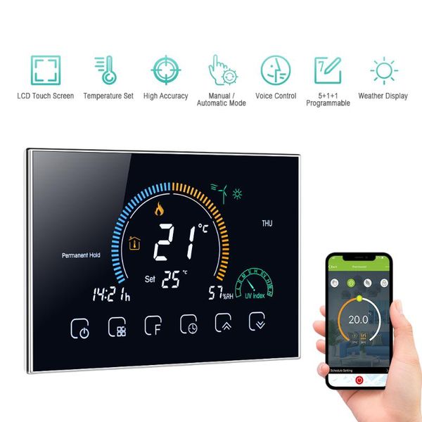 

smart home control wifi thermostat programmable water/gas boiler heating termostato voice app for echo google