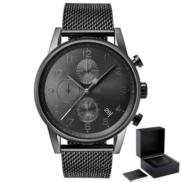 

wristwatches montre brand man watches bos quartz 316l steel sports luxury waterproof chronograph men gift box, Slivery;brown