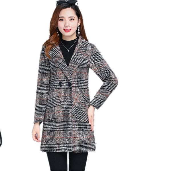 

women's wool & blends fashionable female clothing woolen coat plaid coats middle age spring/autumn korean style jackets 1380, Black