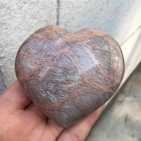 

decorative objects & figurines hand carved crystal crafts natural orange peach moonstone heart shaped gemstone for home decorat