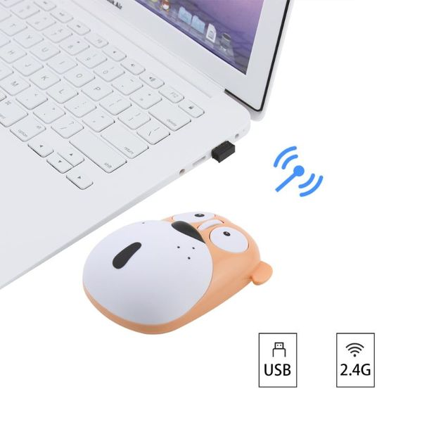 

2.4g wireless optical mouse cute cartoon puppy computer mice portable mini ergonomic office rechargeable for kid girl gift