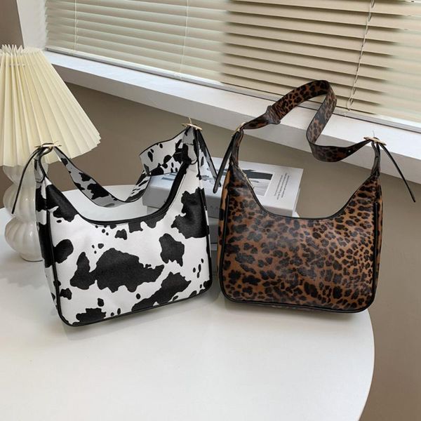 

casual girls brief zipper messenger bags vintage women pu leather cow zebra leopard printing shoulder hobos bag evening